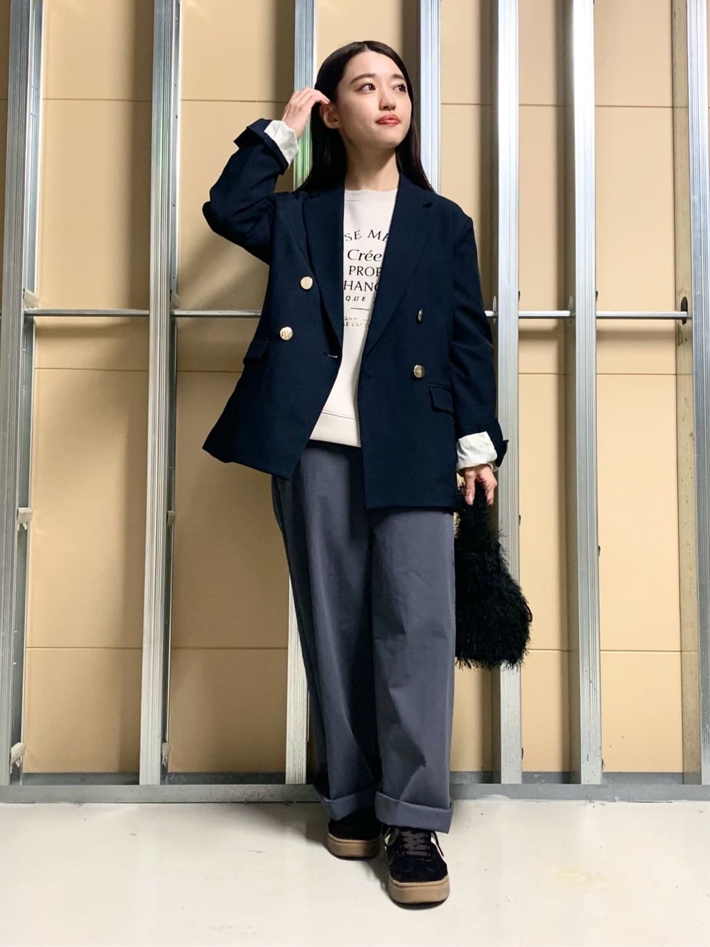 sahoさんの「THE SHOP TK｜【今羽織るなら】ダブルブレストジャケット【セットアップ可/洗える】」を使ったコーディネート