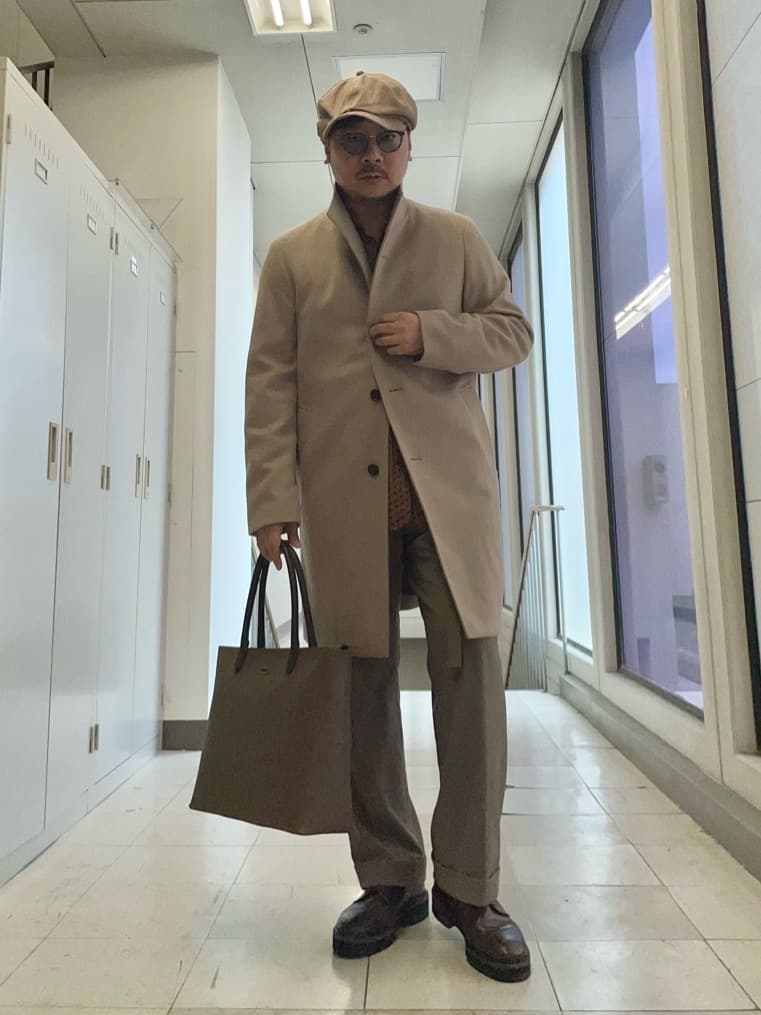 MAKOTO AIさんの「TAKEO KIKUCHI｜【ウールカシミヤブレンド】ビーバー調 スタンドカラー コート」を使ったコーディネート