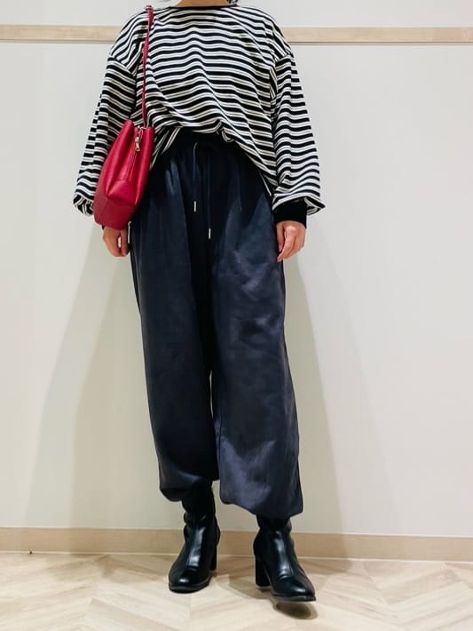 c_h_i_k_aさんの「SHOO･LA･RUE｜【S-LL/洗濯機可】マルチボーダー ミニ裏毛トップス」を使ったコーディネート