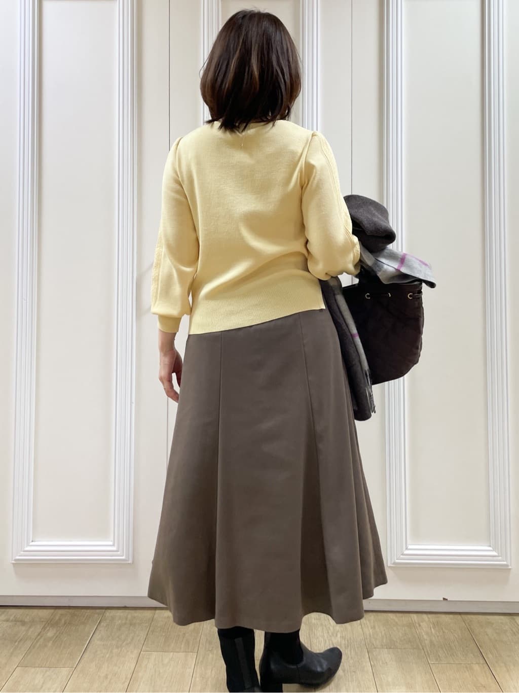 めいさんの「Reflect｜【選べる8色／スカートにもパンツにも◎】ウール混ボートネックニット」を使ったコーディネート