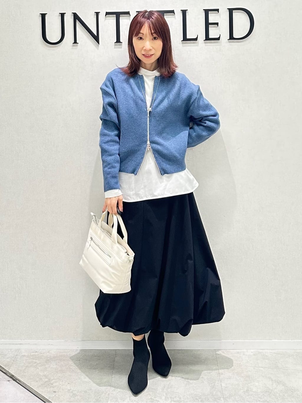Miwaさんの「UNTITLED｜【ゆったりサイズ／着丈短め】ジップニットカーディガン」を使ったコーディネート