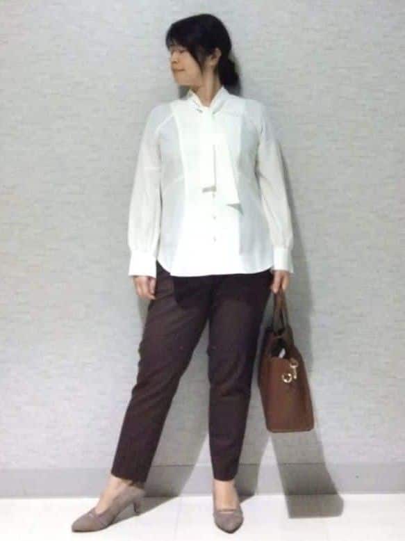 sakoさんの「Reflect｜【レイヤードに◎】ボウタイブラウス」を使ったコーディネート