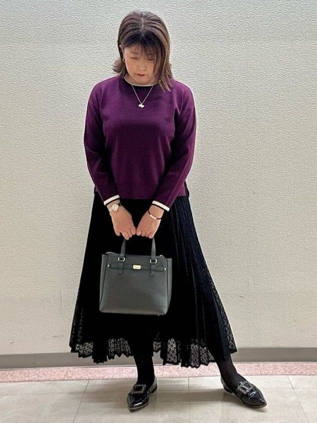 chinatsuさんの「Reflect｜【イージーケア】サークルダイヤ柄レースプリーツスカート」を使ったコーディネート