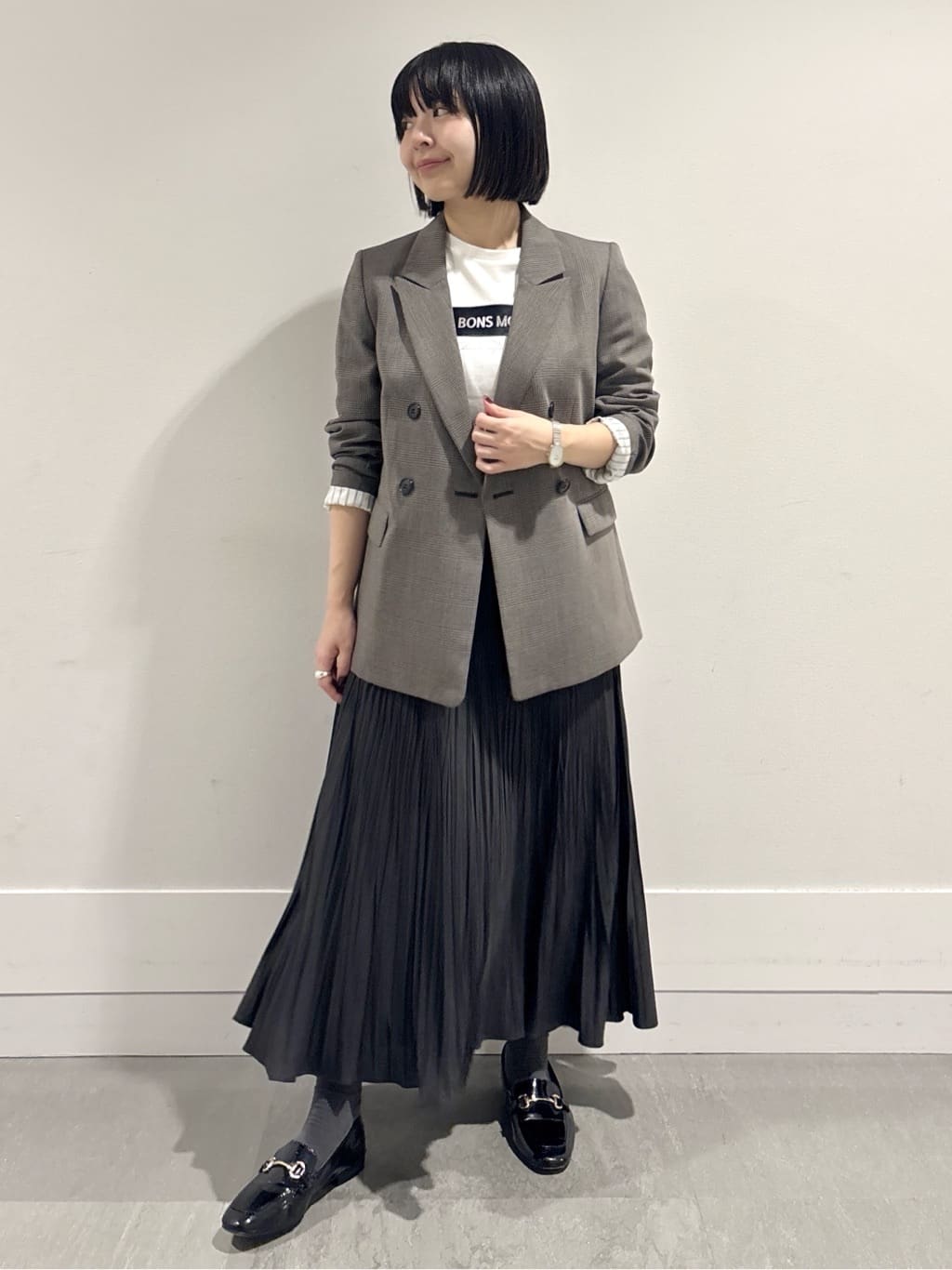 モエカさんの「UNTITLED｜【セットアップ可】ウールライク ダブルブレストジャケット」を使ったコーディネート