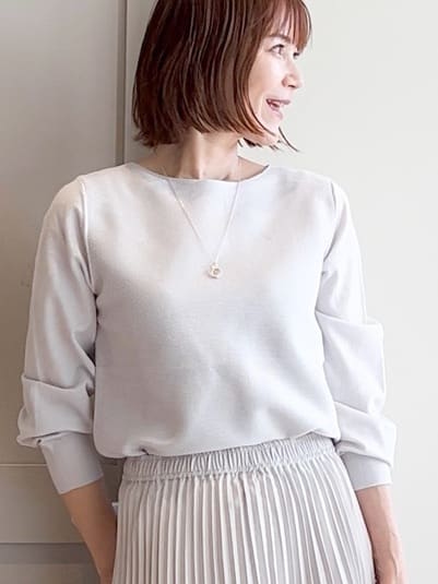 yamakoさんの「grove｜【最終お値下げ！】ガーターボートネックプルオーバー【洗える/毛玉軽減】」を使ったコーディネート