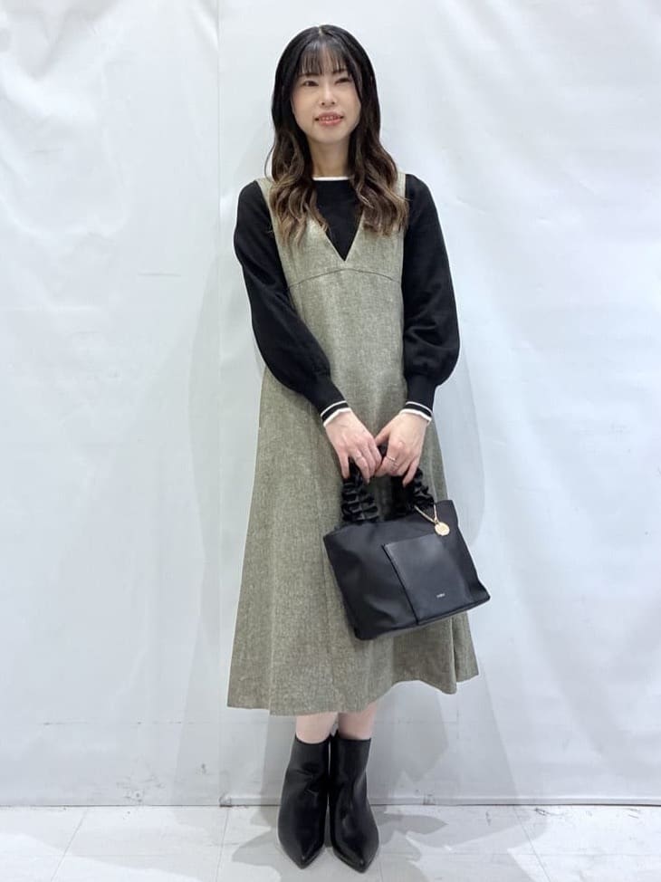komaさんの「OPAQUE.CLIP｜バイカラーパフスリーブニット【洗濯機OK】」を使ったコーディネート