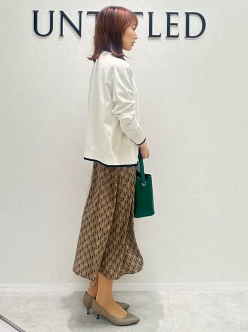 Miwaさんの「UNTITLED｜【ウエストリボン/前開きボタン/レトロモダン】チェーン柄フレアワンピース」を使ったコーディネート