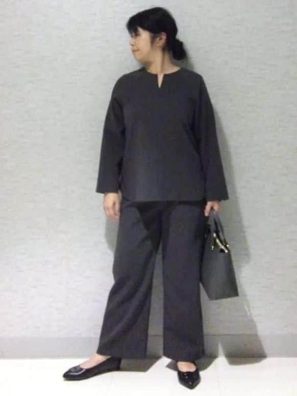 sakoさんの「Reflect｜【ウエスト総ゴム／セットアップ可】フルレングスストレートパンツ」を使ったコーディネート
