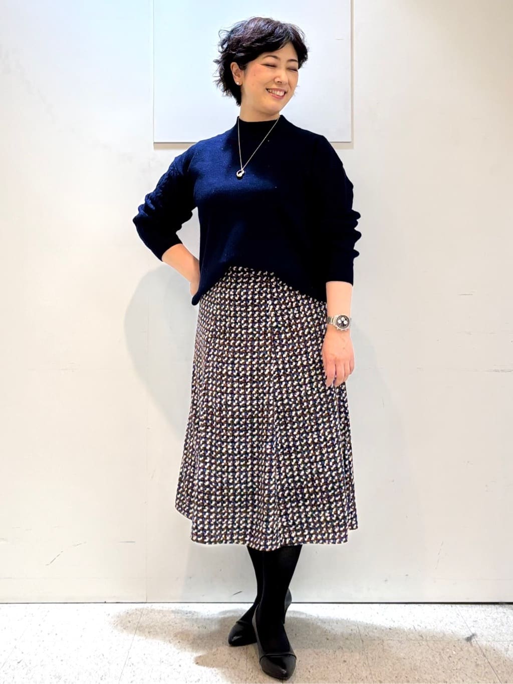 ヤスコさんの「Reflect｜【一枚で着映え◎／ゆったりシルエット】ラメ&times;スパンコールウール混ニット」を使ったコーディネート