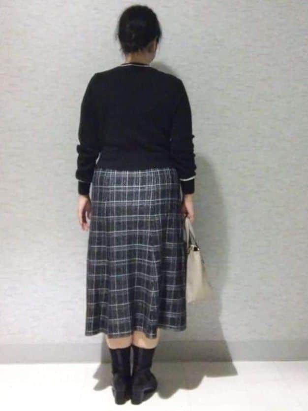 sakoさんの「Reflect｜【コートインでもすっきり◎】チェック柄ニットドッキングワンピース」を使ったコーディネート