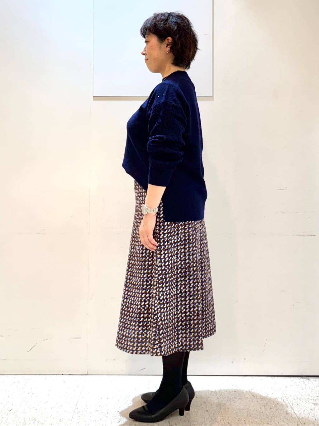 ヤスコさんの「Reflect｜【一枚で着映え◎／ゆったりシルエット】ラメ&times;スパンコールウール混ニット」を使ったコーディネート