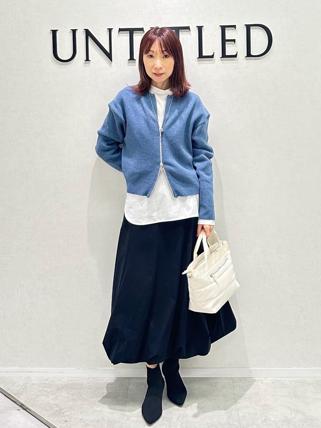 Miwaさんの「UNTITLED｜【ゆったりサイズ／着丈短め】ジップニットカーディガン」を使ったコーディネート