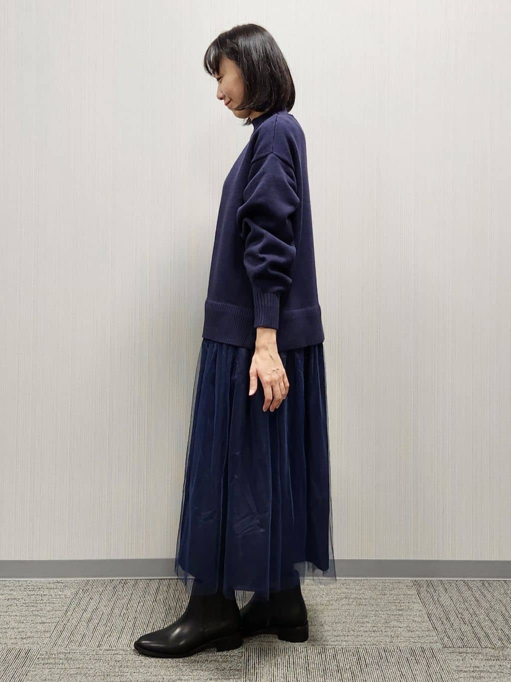 naraさんの「Dessin｜【洗える】ニットチュールドッキングワンピース」を使ったコーディネート