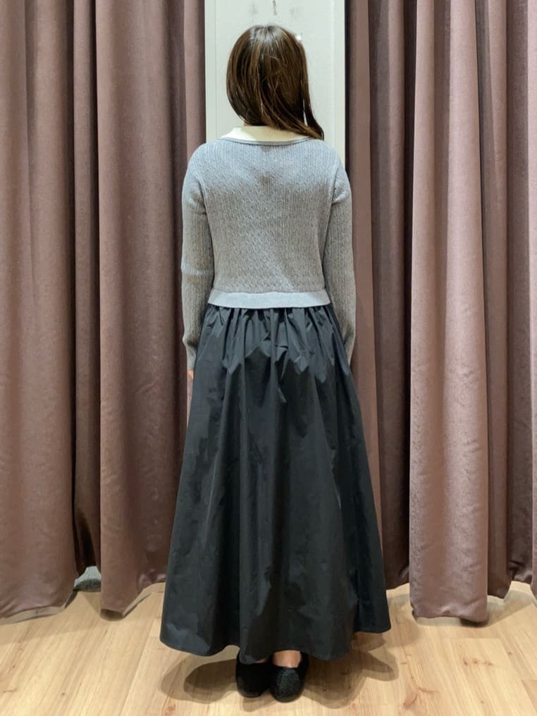 みちゃさんの「grove｜【時短コーデ】ポロニットドッキングワンピース」を使ったコーディネート