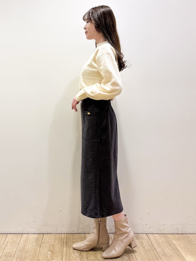 ayaさんの「index｜ふんわりボトルネックパフスリーブニット【洗濯機OK】」を使ったコーディネート