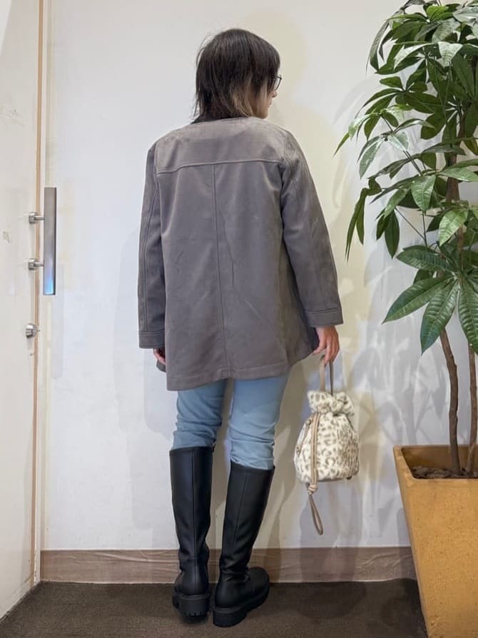misakiさんの「SHOO･LA･RUE｜【S-LL】上品さを纏う やわらかフェイクスエード ミドル丈ブルゾン」を使ったコーディネート