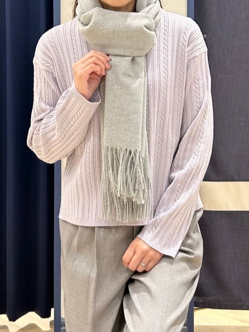 Orikaさんの「grove｜【毛玉軽減／洗える】クロップドミニケーブルニット」を使ったコーディネート