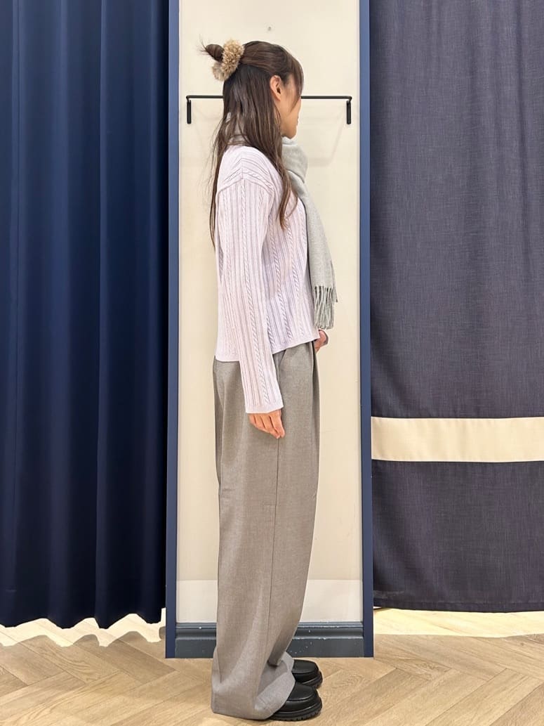 Orikaさんの「grove｜【毛玉軽減／洗える】クロップドミニケーブルニット」を使ったコーディネート