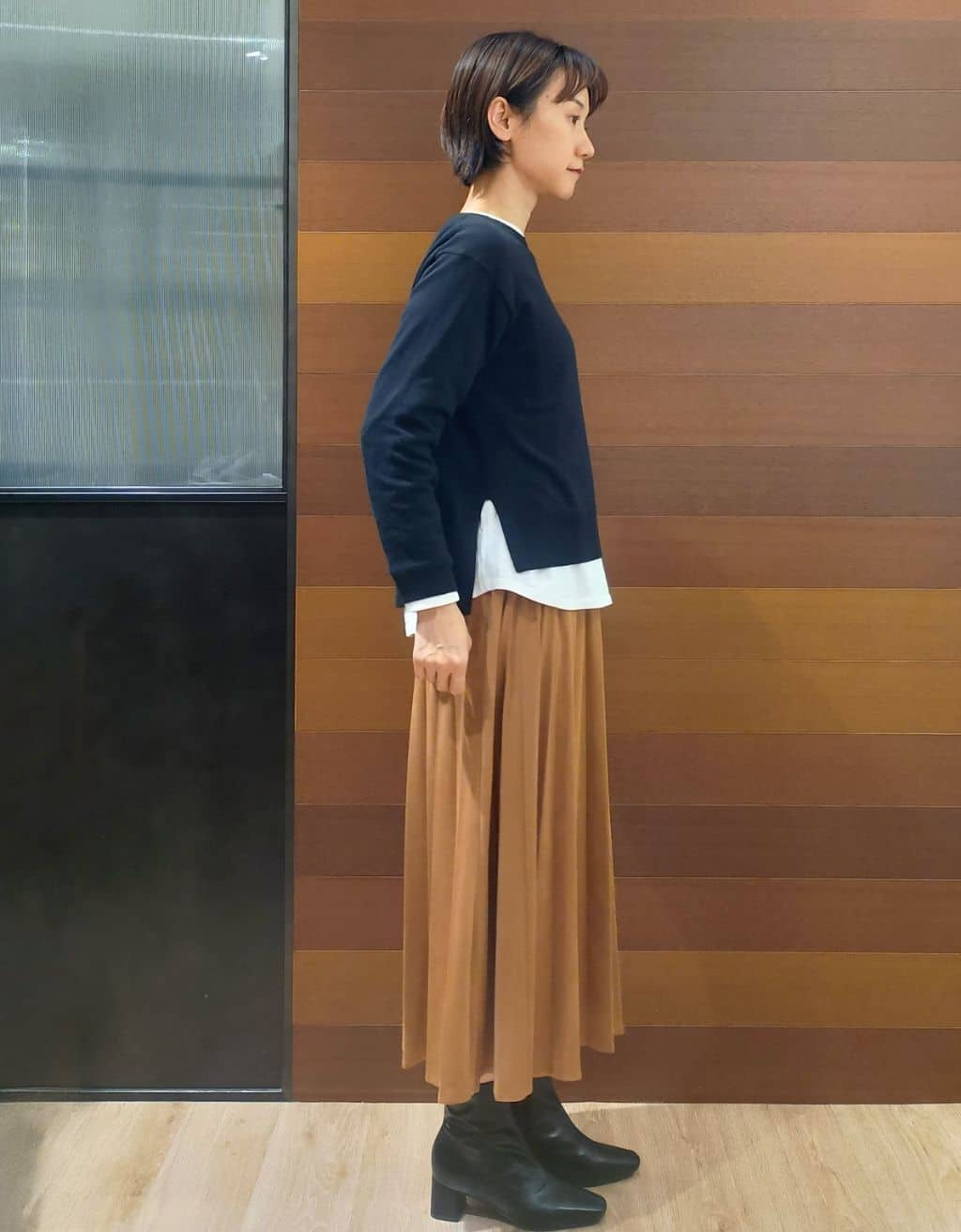 miuraさんの「OPAQUE.CLIP｜ウールライクメルトンノーカラーコート【洗濯機洗い可】」を使ったコーディネート