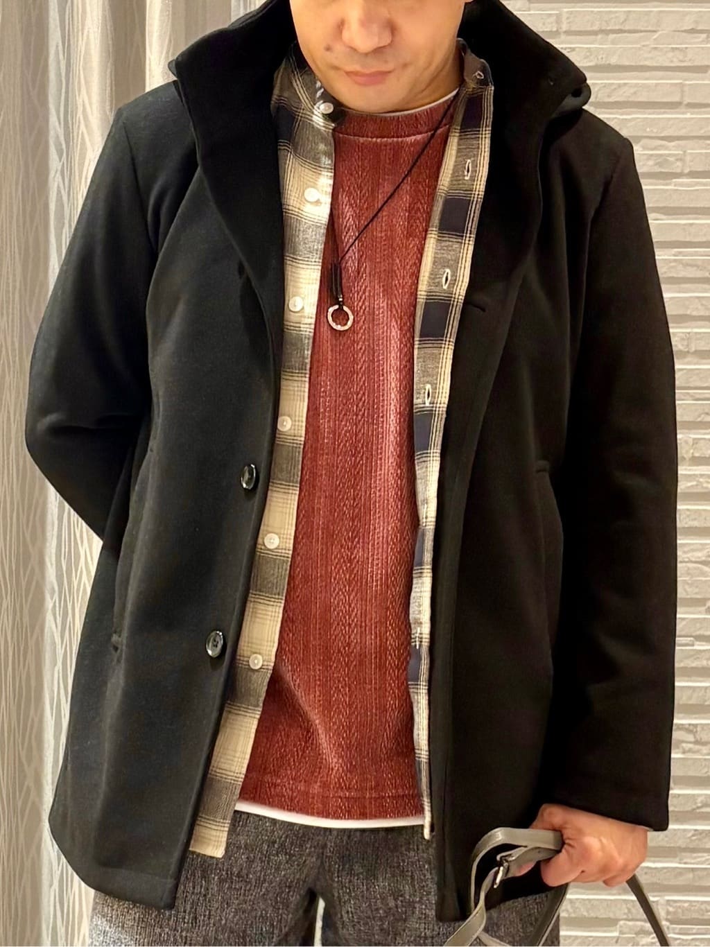 Pーyamaさんの「THE SHOP TK｜オンブレーチェックバンドカラーシャツ 【洗濯機OK】」を使ったコーディネート