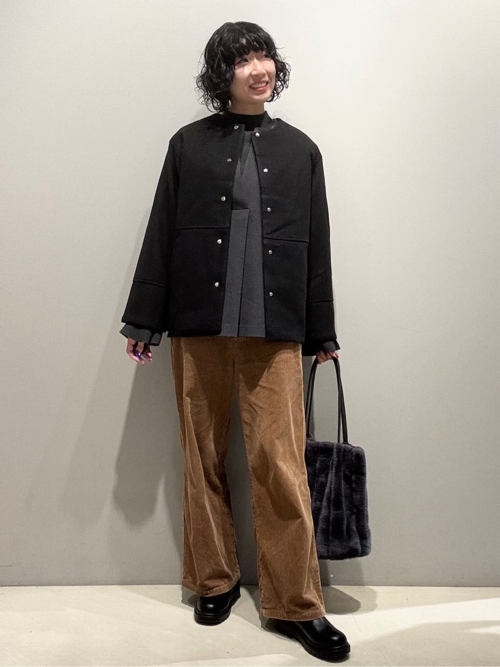 naoさんの「OPAQUE.CLIP｜ウールライクメルトンノーカラーコート【洗濯機洗い可】」を使ったコーディネート
