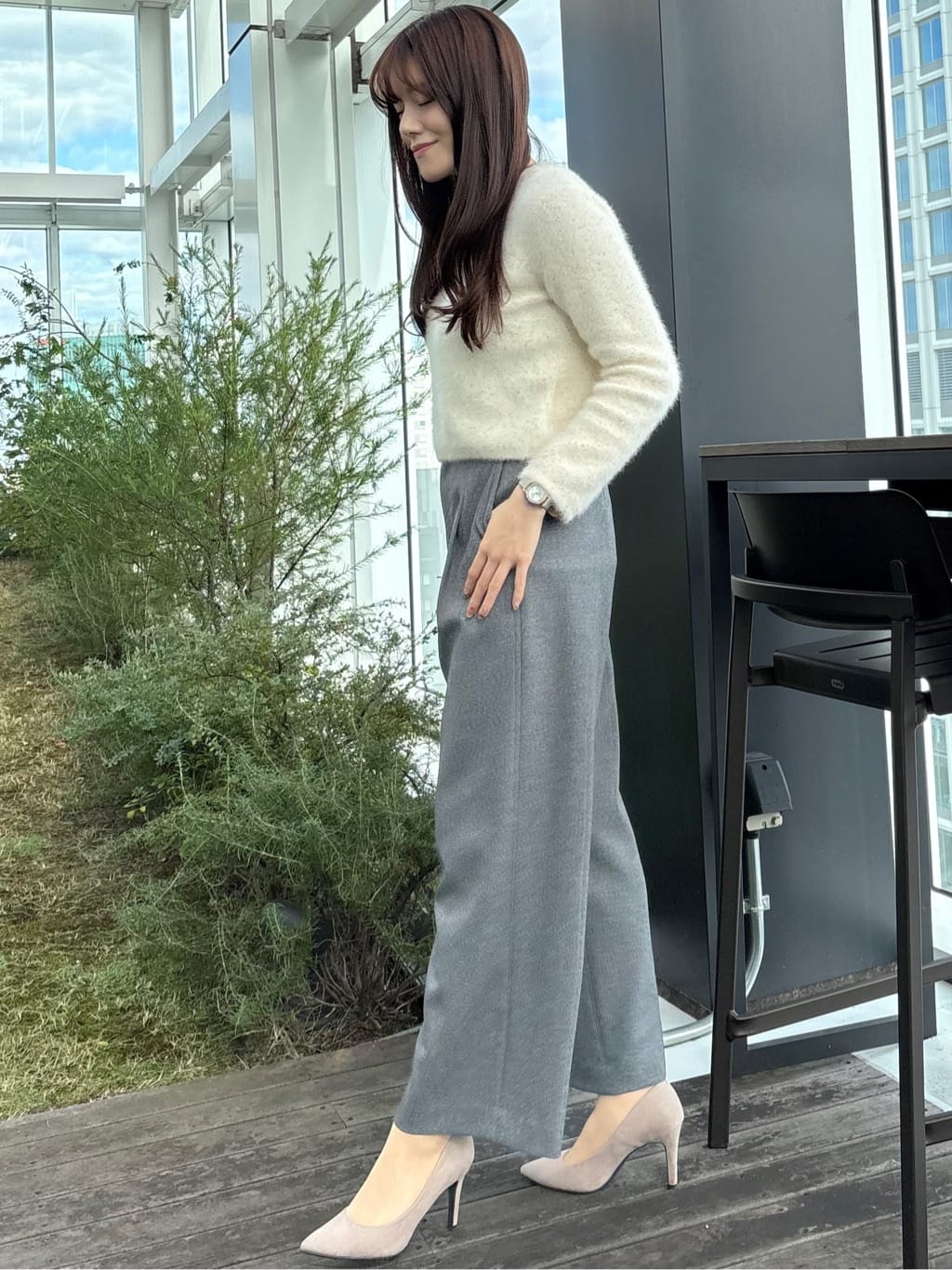 sayaさんの「COUP DE CHANCE｜【フォックス混】ショート丈ニットトップス」を使ったコーディネート