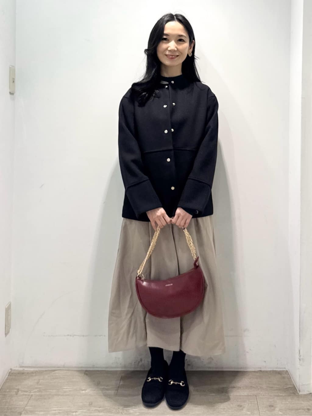 yuicciさんの「OPAQUE.CLIP｜ウールライクメルトンノーカラーコート【洗濯機洗い可】」を使ったコーディネート