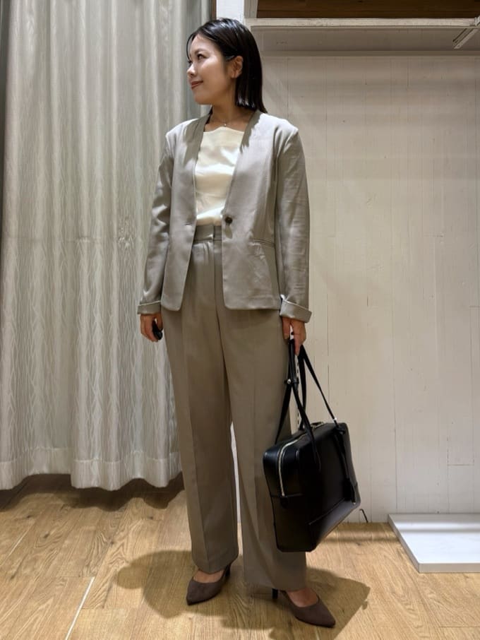 chさんの「THE SHOP TK｜ノーカラージャケット【セットアップ可】」を使ったコーディネート