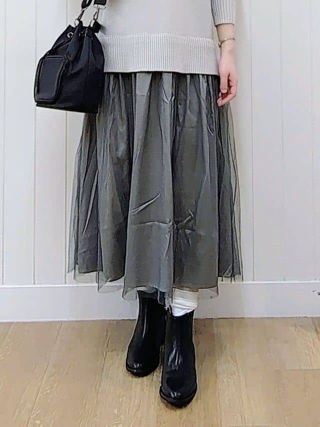 itoさんの「Dessin｜【洗える】ニットチュールドッキングワンピース」を使ったコーディネート