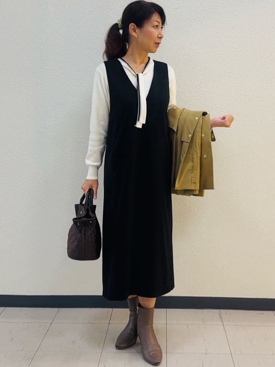 ⭐︎Eimi⭐︎さんの「Reflect｜【すっきりシルエット】スエードライクジャンパースカ―ト」を使ったコーディネート