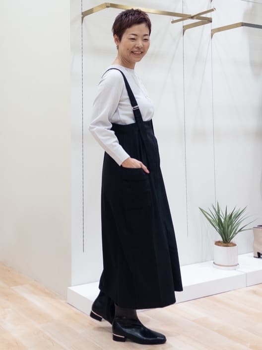 シュウコさんの「grove｜【最終お値下げ！】ガーターボートネックプルオーバー【洗える/毛玉軽減】」を使ったコーディネート