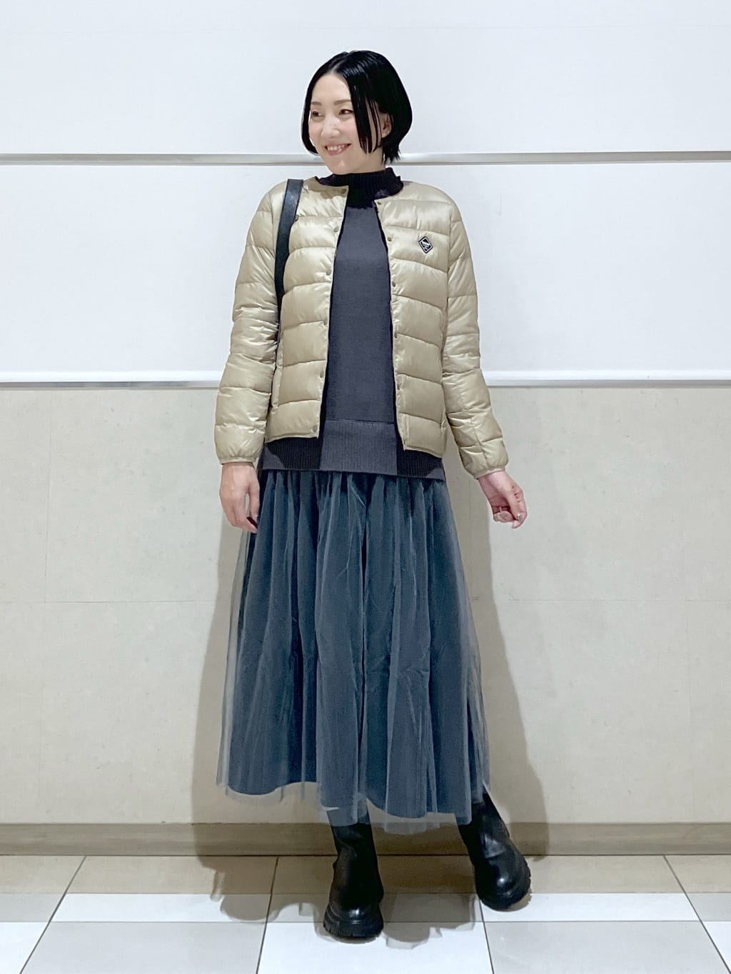 eriko さんの「Dessin｜【洗える】ニットチュールドッキングワンピース」を使ったコーディネート