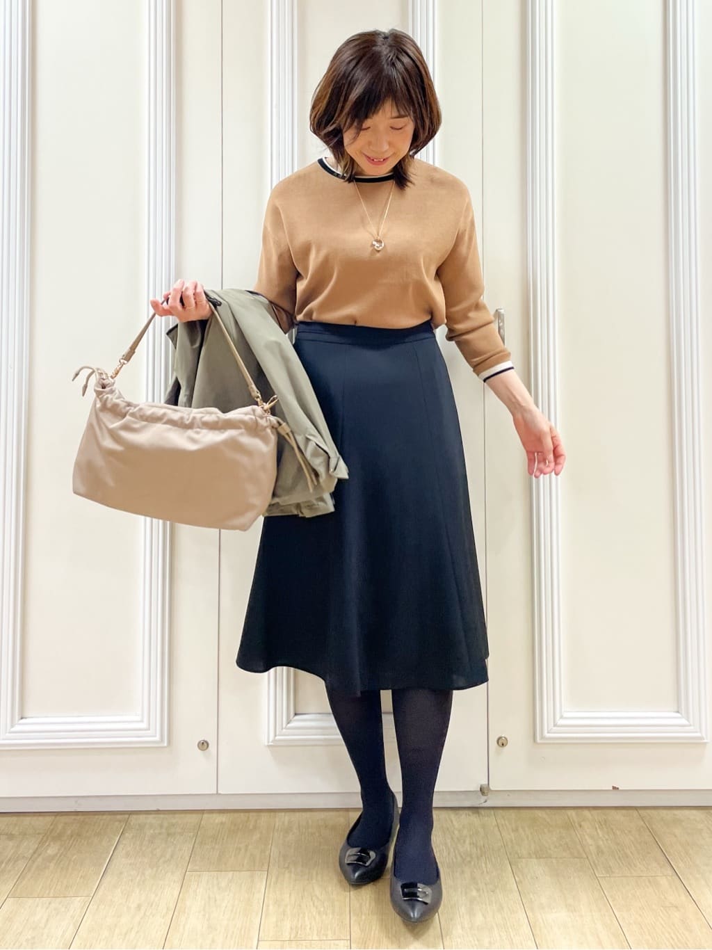 めいさんの「Reflect｜【美シルエット】ソフトマーメイドスカート」を使ったコーディネート