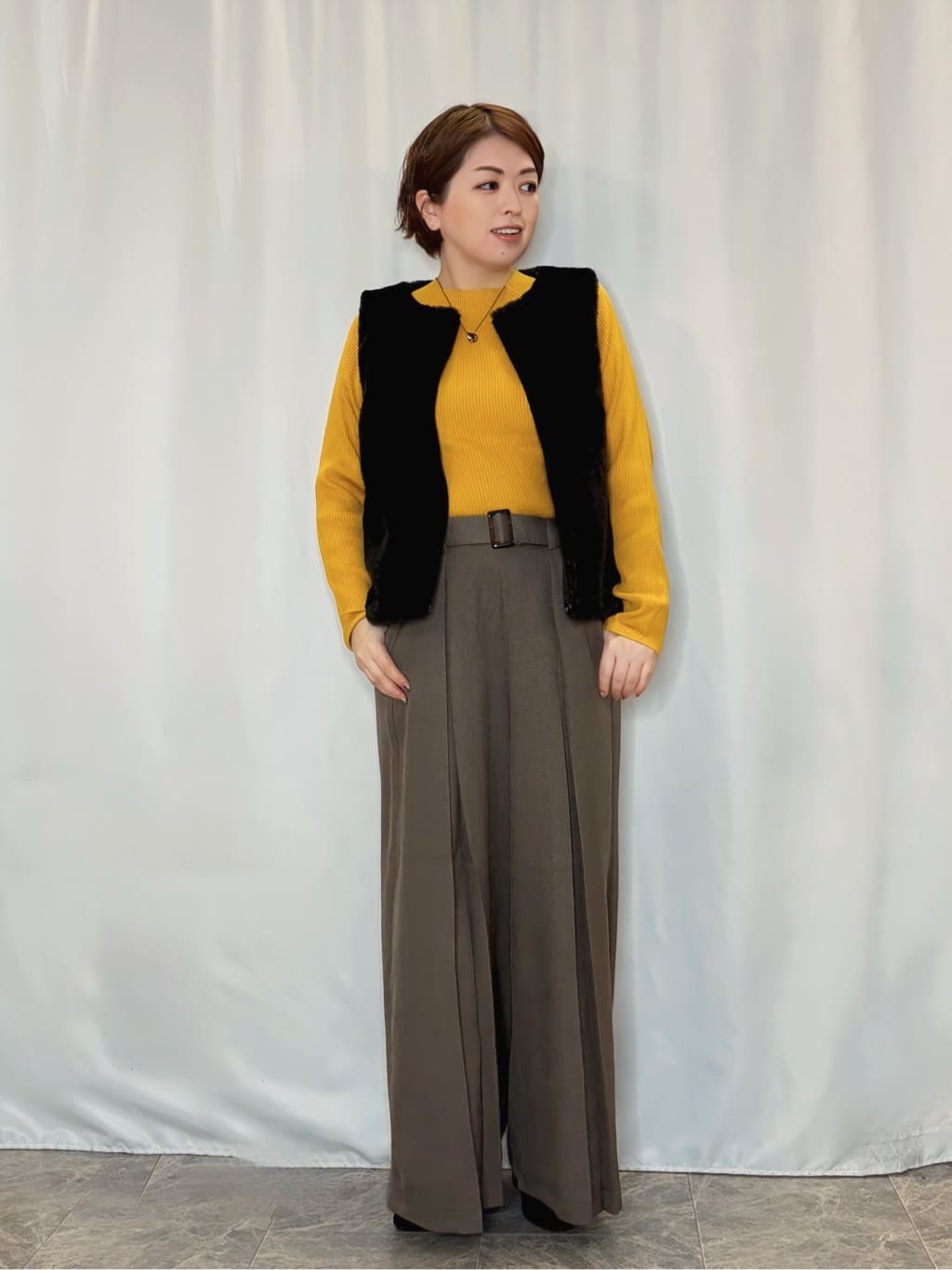 たみさんの「SHOO･LA･RUE｜【絶妙なゆるピタ/洗濯機可】ちくちくしにくい リブハイネックやわらかニット」を使ったコーディネート