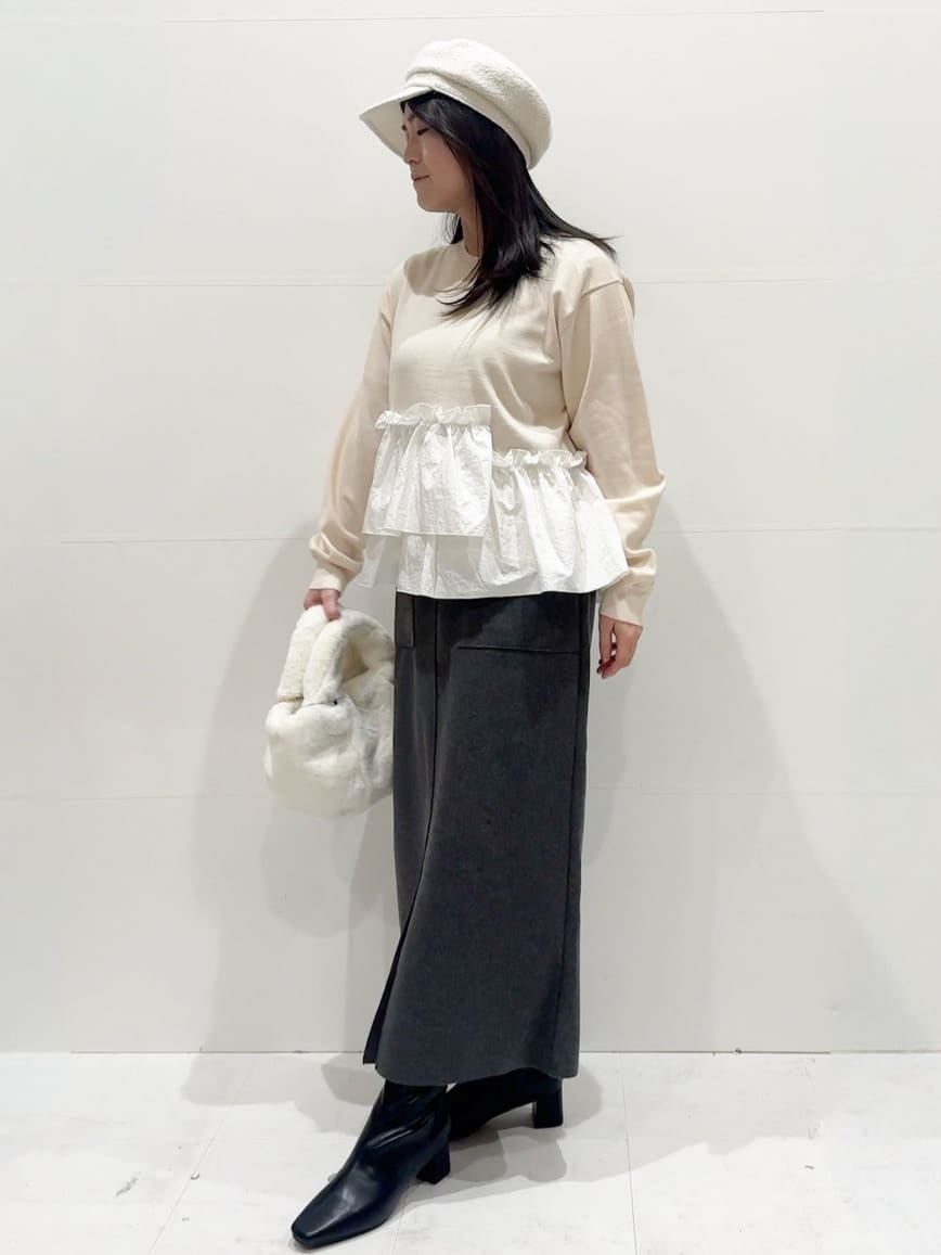 Minさんの「OPAQUE.CLIP｜フリルドッキングニット【洗濯機OK】」を使ったコーディネート