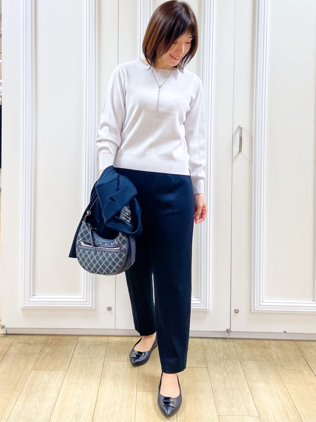 めいさんの「Reflect｜【選べる6色／長く着られる◎】ボートネックニット」を使ったコーディネート