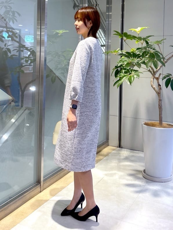yukaさんの「UNTITLED｜【洗える/ストレッチ】ツイードジャージワンピース」を使ったコーディネート