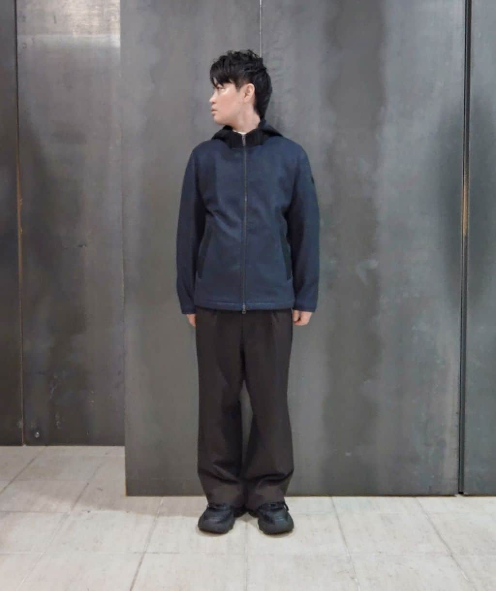 shiominさんの「TAKEO KIKUCHI｜【JUST ONE LAYER】ダウンファブリック ジップアップ フード ブルゾン」を使ったコーディネート