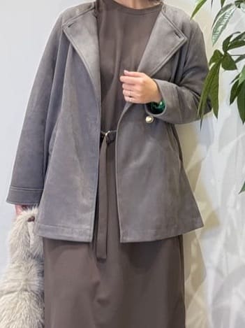 misakiさんの「SHOO･LA･RUE｜【S-LL】上品さを纏う やわらかフェイクスエード ミドル丈ブルゾン」を使ったコーディネート