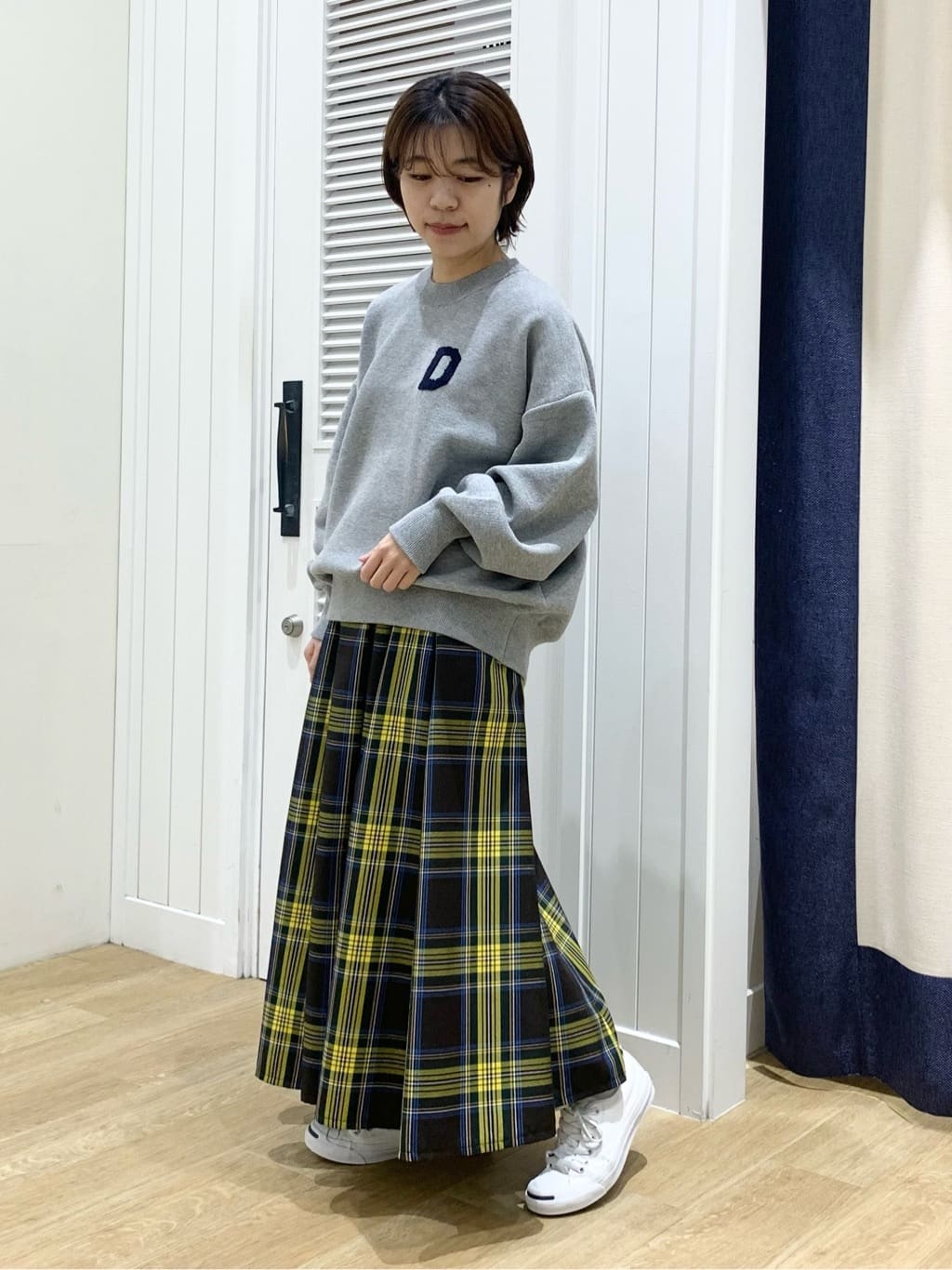 IMARIさんの「Dessin｜【洗える】Dサガラ刺繍ワッペン付きニット」を使ったコーディネート