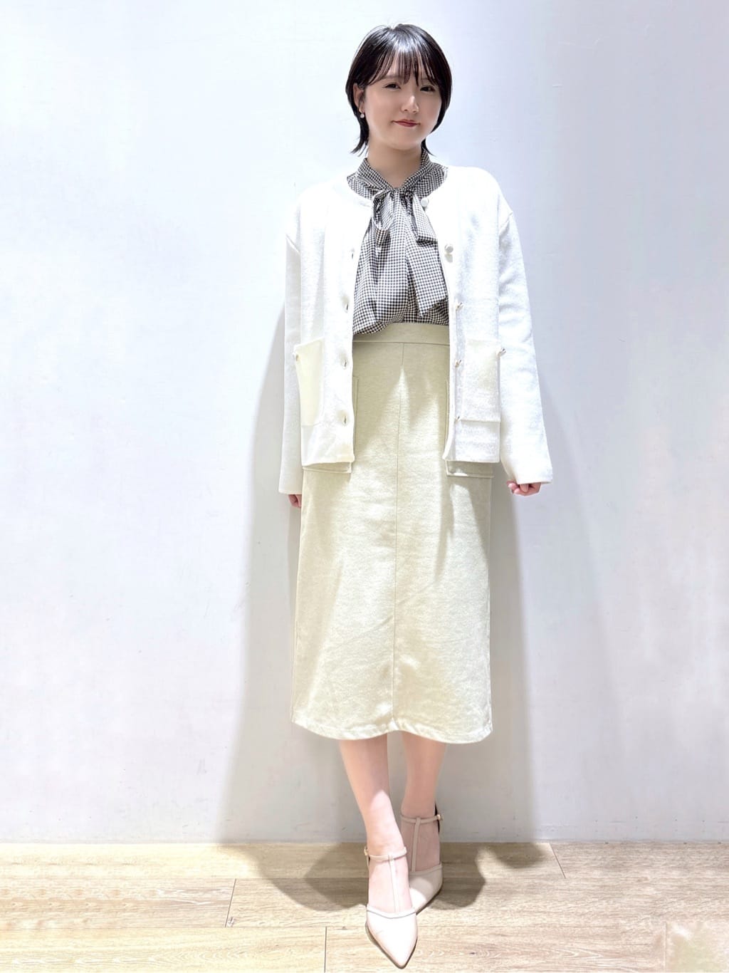 mizukiさんの「index｜アシンメトリーレイヤードボウタイブラウス【洗濯機OK／イージーアイロン／防シワ】《XS～3L》」を使ったコーディネート