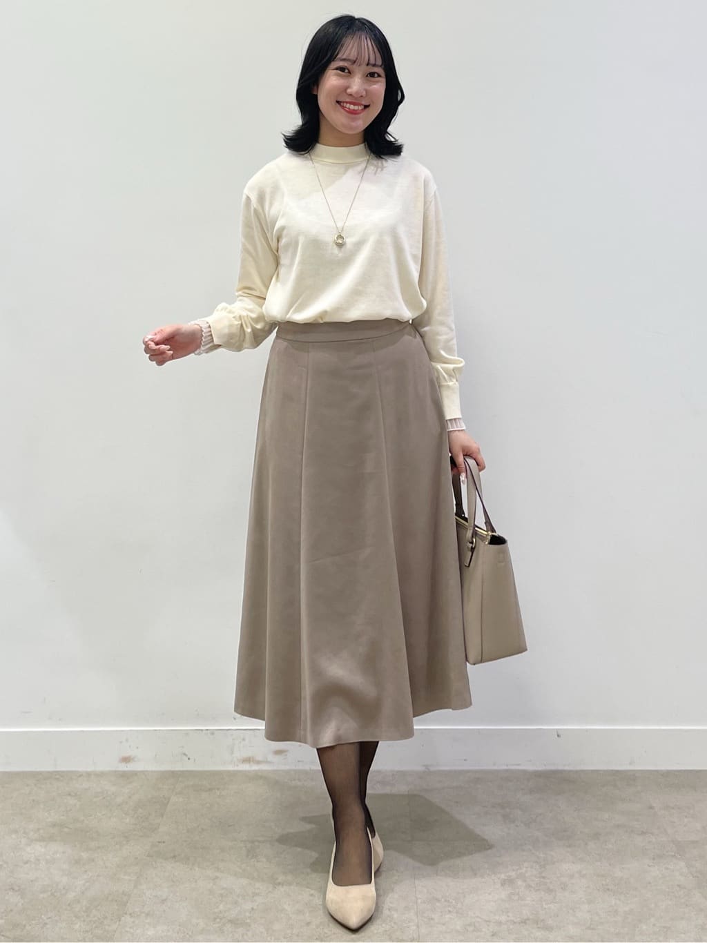 yukariさんの「Reflect｜【秋映え／重ね着風スタイルに◎】フリルプリーツスリーブニット」を使ったコーディネート