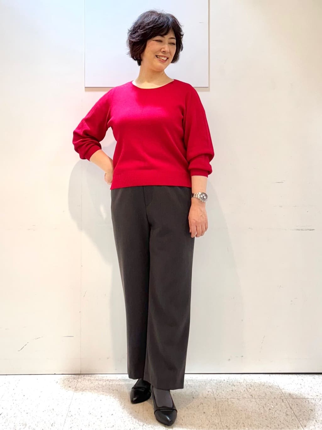 ヤスコさんの「Reflect｜【選べる6色／長く着られる◎】ボートネックニット」を使ったコーディネート