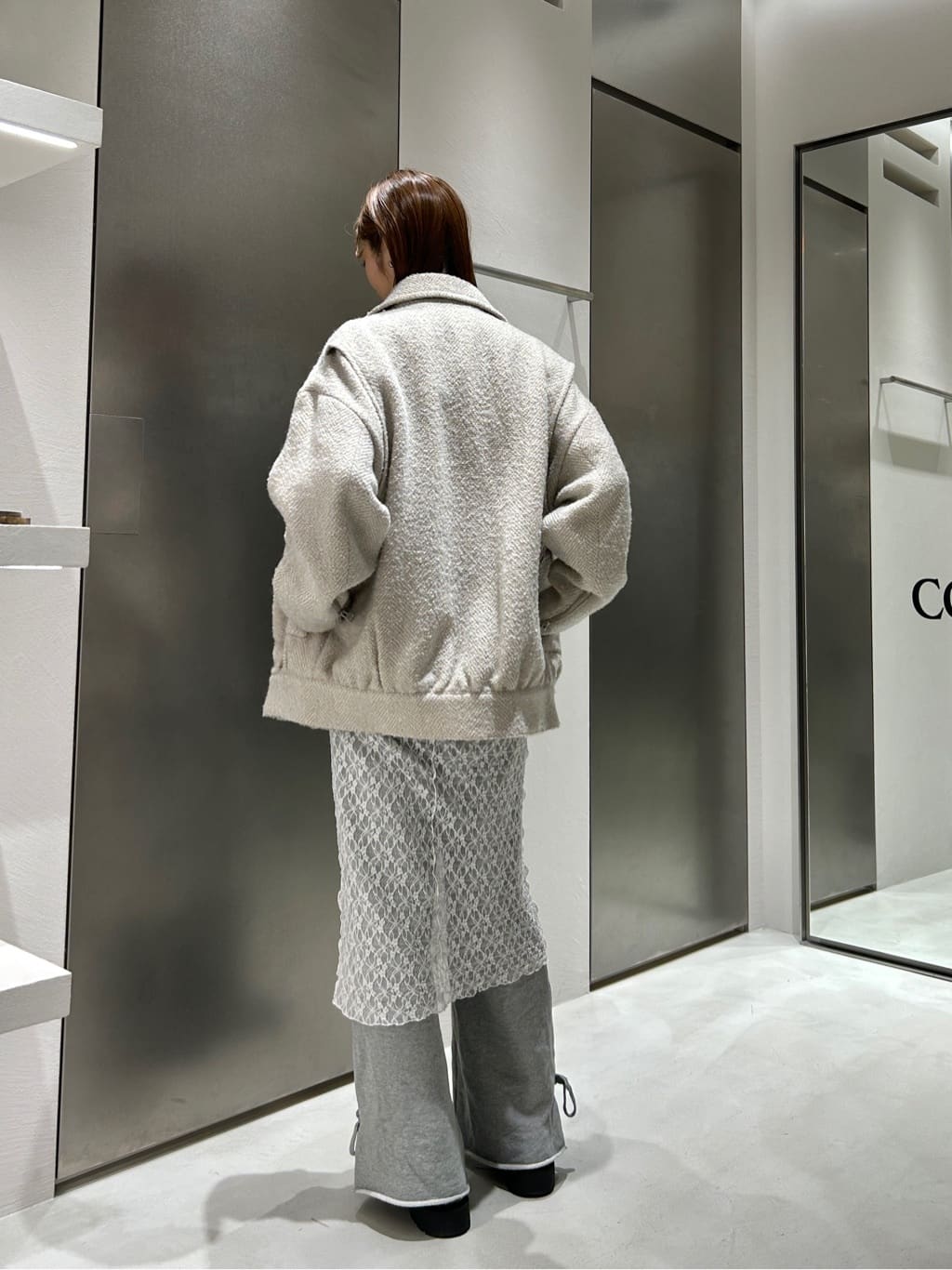 harunaさんの「CODE A｜oversized tweed blouson」を使ったコーディネート