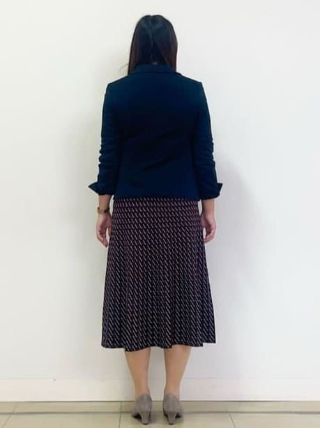 chisaさんの「Reflect｜【WEB先行カラーあり／セットアップ可】幾何調柄ニットスカート」を使ったコーディネート