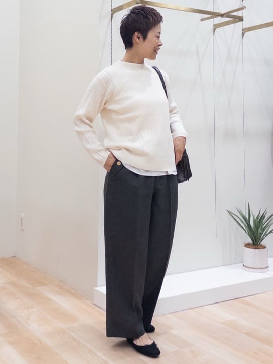 シュウコさんの「grove｜【毛玉軽減／洗える】ミニケーブルニット」を使ったコーディネート