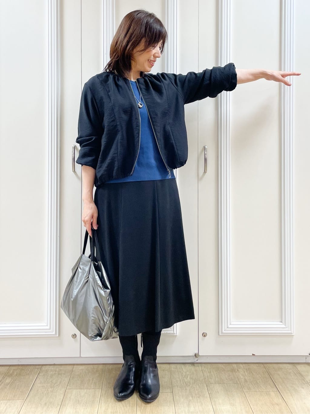 めいさんの「Reflect｜【ライトアウター／ゆったり羽織れる／気軽な羽織りに◎】ライトブルゾン」を使ったコーディネート