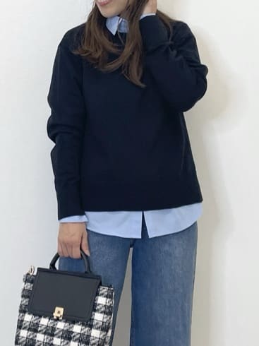 Akiさんの「OPAQUE.CLIP｜ボートネックニット／エクストラファインメリノウール【THEシリーズ／洗濯機OK】」を使ったコーディネート