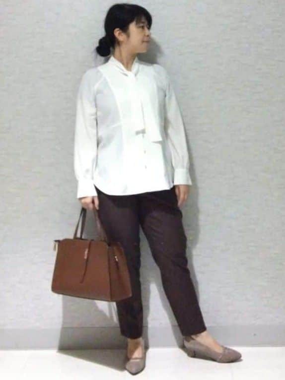 sakoさんの「Reflect｜【レイヤードに◎】ボウタイブラウス」を使ったコーディネート