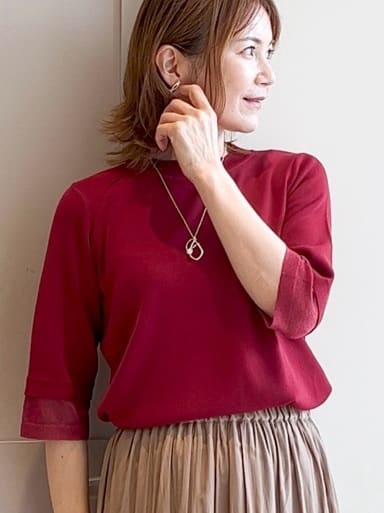 yamakoさんの「grove｜【ひんやり多機能】やわらかドライタッチ 袖口シアードッキングプルオーバー」を使ったコーディネート